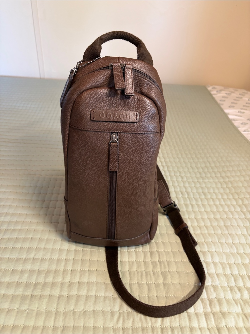 Coach Brown Pebbled Leather Sling Bag